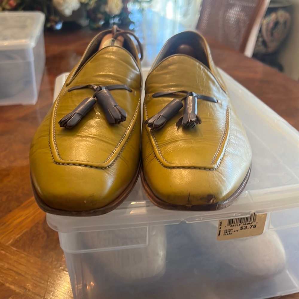 Paul Smith Olive Green Leather Loafers